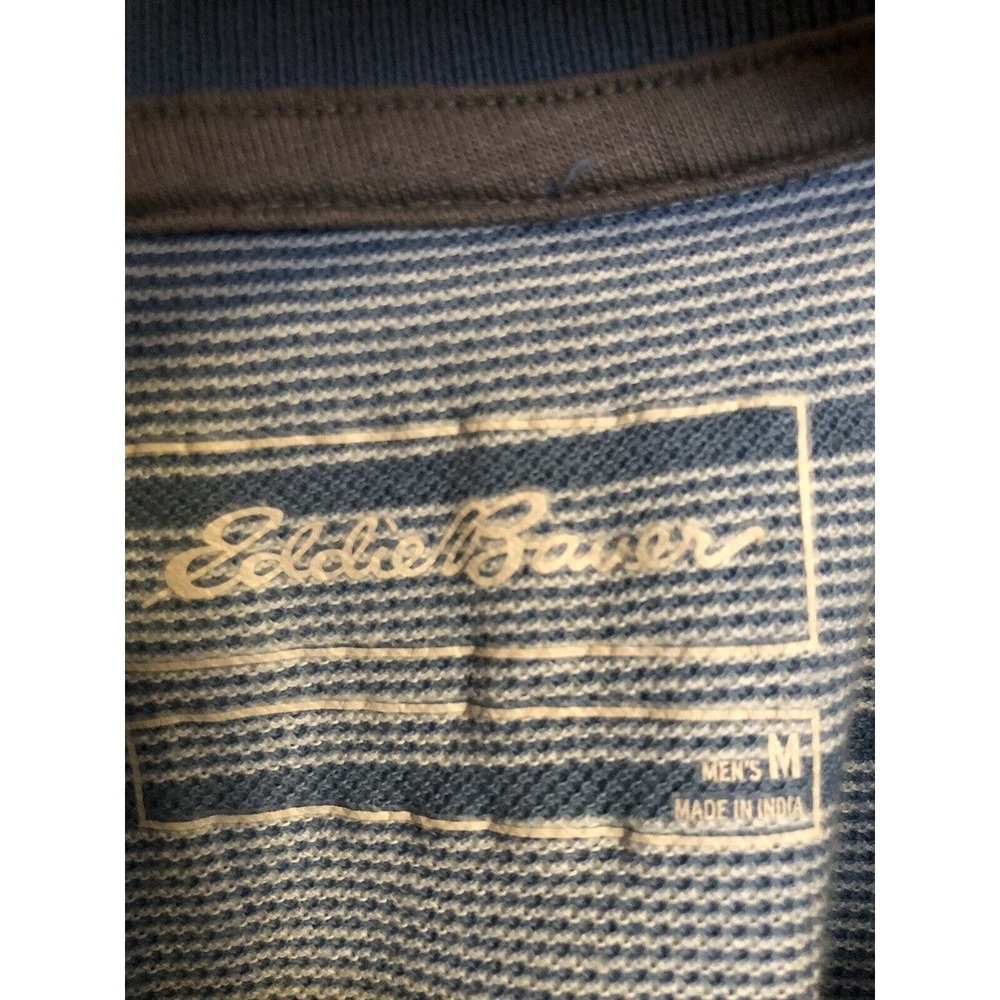 Eddie Bauer Classic Fit Button-Up Shirt Men's Size M Blue Short Sleeve Striped - Picture 5 of 9